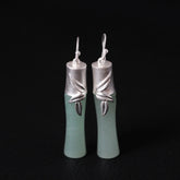 Cute Ethnic Bamboo Shaped Silver Drop Earrings