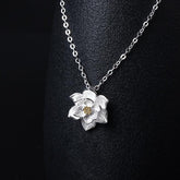 Fashion Vintage Lotus Shaped Silver Pendant Necklace