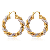 Two-Tone Braided Design Women's Hoop Earrings