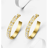 Women's Pearls Hooped Earrings
