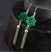 Chinese Knot Natural Jade Earrings