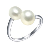 Engagement 925 Silver Ring for Women with Natural Pearl