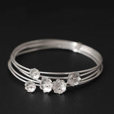 Charming Multilayered Floral Silver Women's Bangle