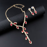 Fashion Crystal Leaves Shape Evening Jewelry Set for Women