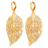 Hollow-Out Leaf Dangle Women's Statement Earrings