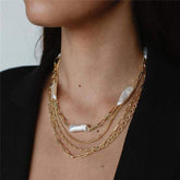 Women's Pearl and Chain Necklace