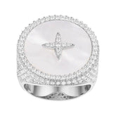 Luxury Silver Mother of Pearl Round Ring