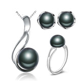 Charming 925 Silver Pearls Women's Jewelry 4 pcs Set