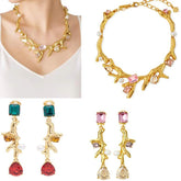 Luxury Boutique Design Coral Inspired Crystal Necklace and Earring