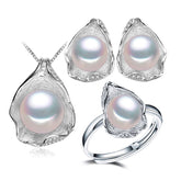 Big 925 Silver Pearls Women's Jewelry 4 pcs Set