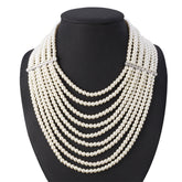 Fashion African Multilayered Simulated Pearl Statement Necklace