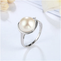 Elegant 925 Sterling Silver with Natural Freshwater Pearl Ring for Women