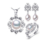 Bohemian Stylish 925 Silver Pearls Women's Jewelry 4 pcs Set