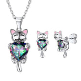 Mystery Topaz Cute Cat Design Women's Jewelry Set