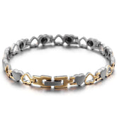 Women's Two Tone Hearts Magnetic Bracelet