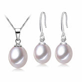 Women's Simple 925 Silver Pearls Jewelry 3 pcs Set