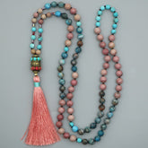 Knotted Beaded Tassel Necklace for Women