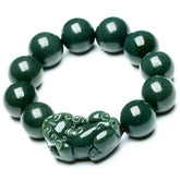Feng Shui Style Deep Green Jade Bracelet