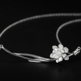 Elegant Romantic Lotus Shaped Silver Pendant Necklace