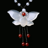 Natural White Jade Butterfly Pendant