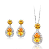 Women's Water Drop Shaped Pendant Necklace and Earrings Set