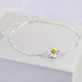 Cute Silver Anklet with Daisy Flower
