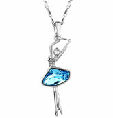 Graceful Rhinestone Ballerina Women's Pendant Necklace