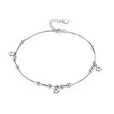 Silver Anklet with Star Charms