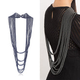 Black Imitation Pearls Maxi Body Shoulder Chain