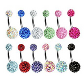 Double Crystal Balls Belly Piercing