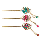 Bright Peacock Rhinestone Hair Pin