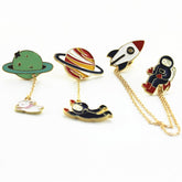 Creative Astronautics Themed Enameled Metal Brooch