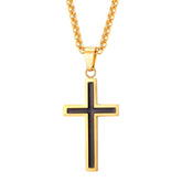 Enamel Cross Design Steel Men's Pendant Necklace