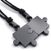 2 Pcs Puzzle Style Couple Pendants