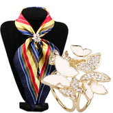 Butterflies and Flowers Crystal Scarf Brooch