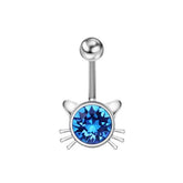 Charming Cat Shaped Jeweled Steel Belly Ring