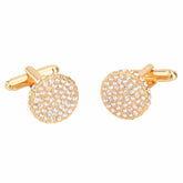 Men's Round Crystal Patterned Cuff Links