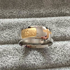 Jesus and Cross Patterned Ring