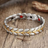 Men's Silver Leaves Magnetic Bracelet