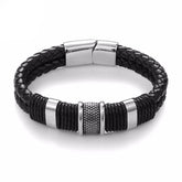 Men's Braided Leather Bracelet with Magnetic Clasp