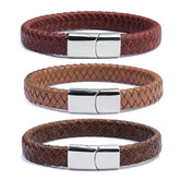 Genuine Leather Braided Magnet Men's Bracelets