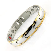Men's Gold and Silver Stainless Steel Magnetic Bracelet
