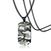 Necklace for Men with Camouflaged Dog Tag Pendant