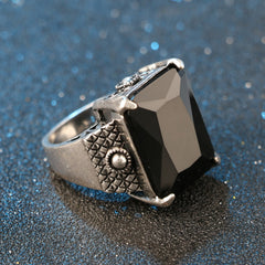 Men's Luxury Black and Silver Ring