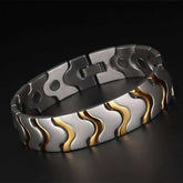 Men's Golden Wave Wide Magnetic Bracelet