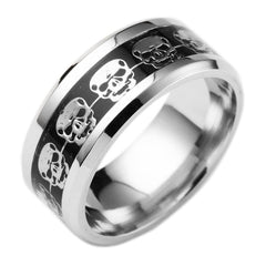 Men's Punk Style Stainless Steel Ring with Skull Themed Pattern