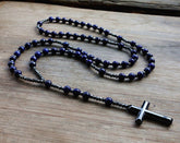Men's Stone Beads Necklace with Cross