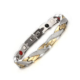 Men's Silver and Gold Magnetic Bracelet
