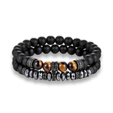 Men's Handmade Beaded Stone Bracelets 2 Pcs Set