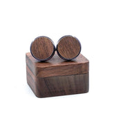 Men's Round Wooden Cuff Links